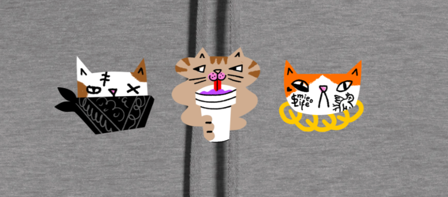 Felpa Crop con Cappuccio GATTO GANG